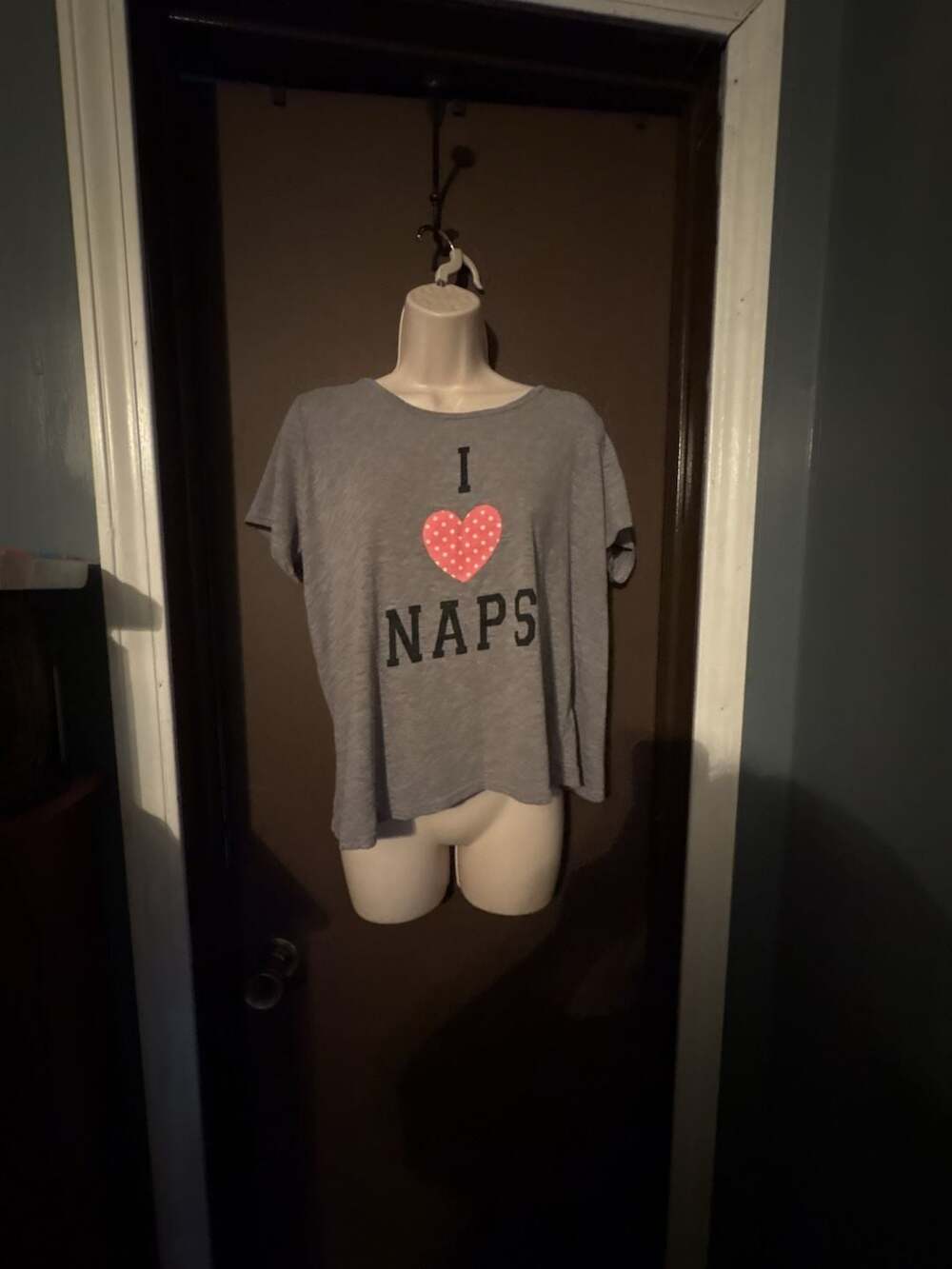 I Love Naps Graphic Open Back T-Shirt Gray